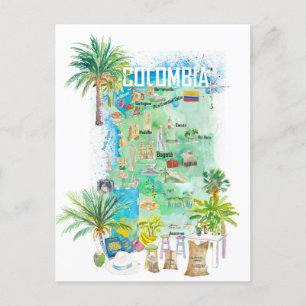 Postale Carte de voyage illustrée Colombie