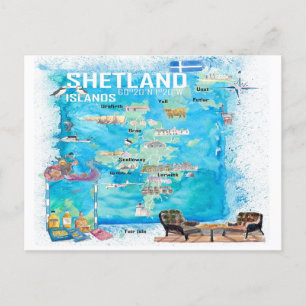 Postale Carte de voyage illustrée des îles Shetland