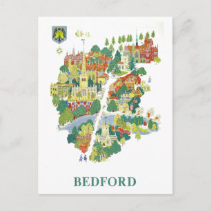 Postale Carte de voyage vintage de Bedford, Angleterre
