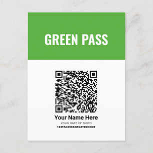 Postale Carte d'entrée de certificat de vaccin vert de cod