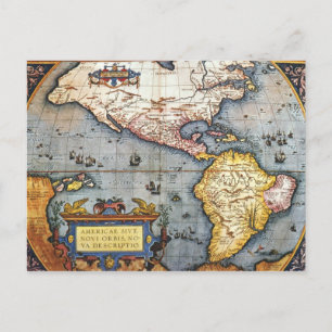Postale Carte des Amériques 1587