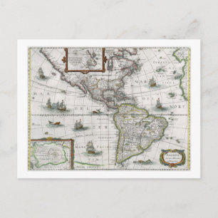 Postale Carte des Amériques, 1631 (gravure colorée)