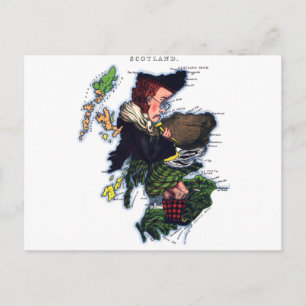 Postale Carte des caricatures écossaises