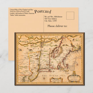 Postale Carte des colonies amérindiennes des années 1600 d