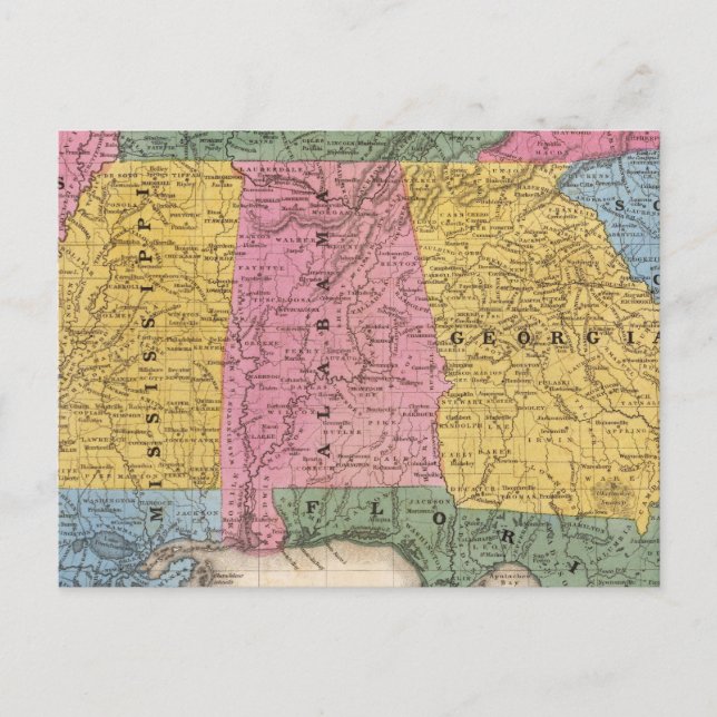 Postale Carte des États du Sud (Devant)
