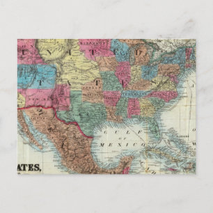 Postale Carte Des États-Unis, Canada, Mexique