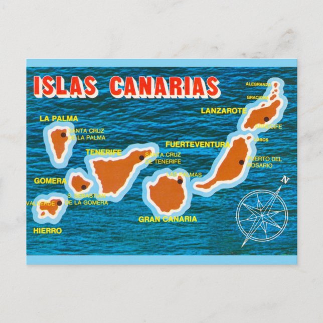Postale Carte des îles Canaries  (Devant)