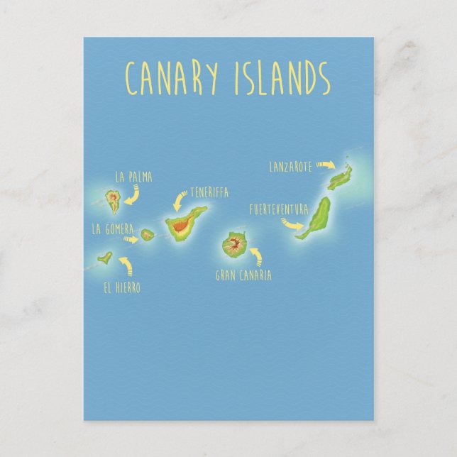 Postale Carte des îles Canaries (Devant)