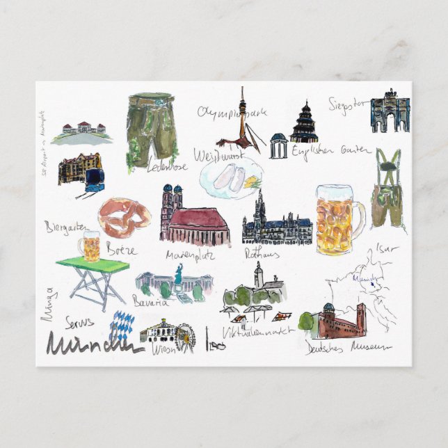 Postale Carte des monuments de Munich Bavaria (Devant)