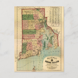 Postale Carte des plantations de l'île de Rhode et de la P