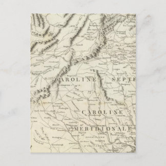 Postale Carte des provinces du sud des Etats-Unis