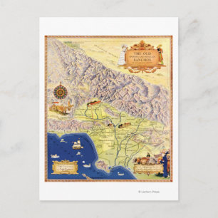 Postale Carte des Ranchos espagnols et mexicains de Los An