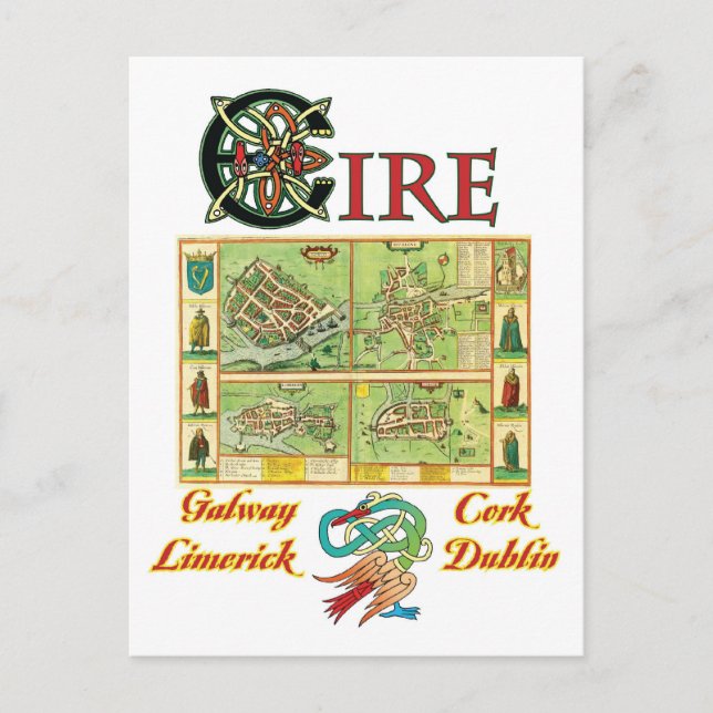 Postale Carte des villes Eire (Devant)