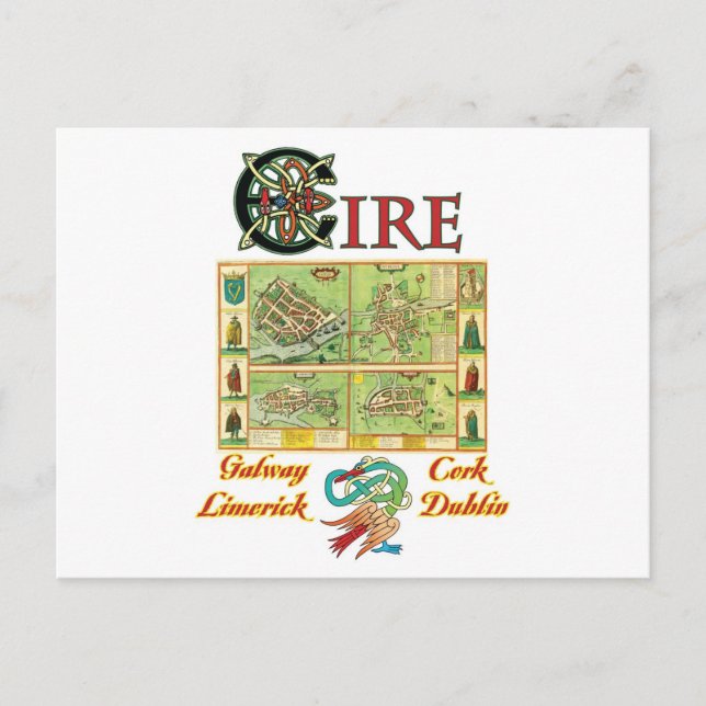 Postale Carte des villes Eire (Devant)