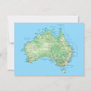 Postale Carte détaillée de l'Australie