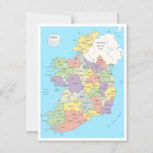 Postale Carte détaillée de l'Irlande