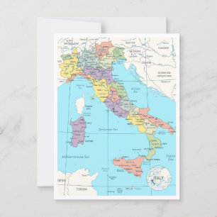 Postale Carte détaillée de l'Italie