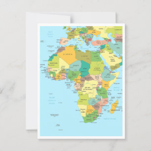 Postale Carte détaillée du continent africain