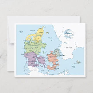 Postale Carte détaillée du Danemark