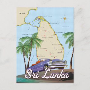 Postale Carte détaillée illustrée du Sri Lanka