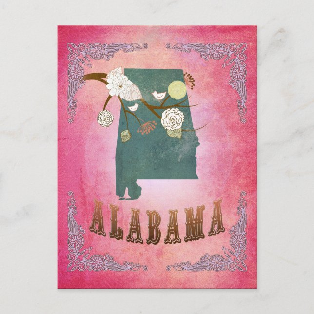 Postale Carte d'état moderne Vintage de l'Alabama - Candy  (Devant)