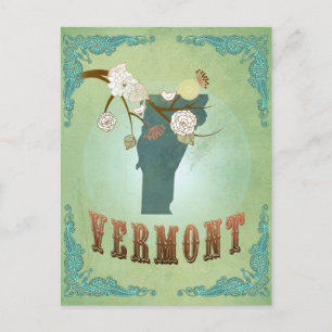 Postale Carte d'état Vintage du Vermont - Vert