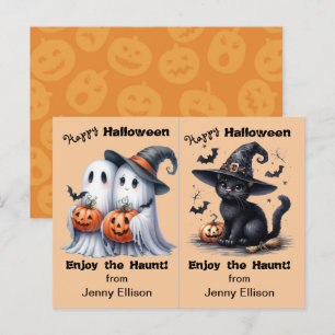 Postale Carte d'Halloween de deux fantômes et de la fête d