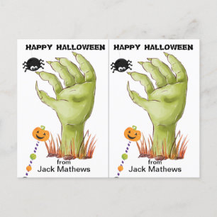 Postale Carte d'Halloween éffrayante Zombie à l'école de l