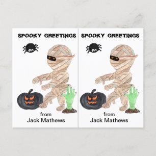 Postale Carte d'Halloween Zombie Mummy School Party
