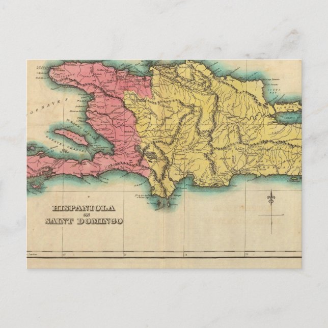 Postale Carte D'Hispaniola, Ou Saint-Domingue (Devant)