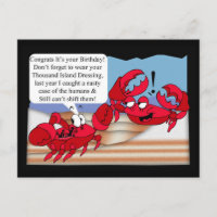 Carte d'Humour d'anniversaire avec deux crabes
