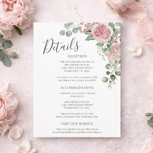 Postale Carte d'information de mariage à la rose florale r