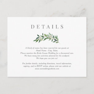 Postale Carte d'information sur les détails du mariage ave