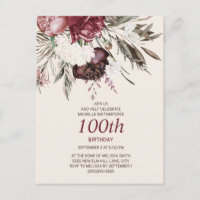 Carte d'invitation d'anniversaire 100 ans Bourgogn