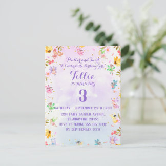 Postale Carte d'invitation d'anniversaire Fairy Flutter et