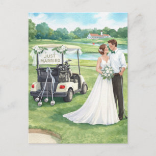 Postale Carte d'invitation de mariage de golf avec mariée