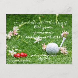 Postale Carte d'invitation de mariage de golf balle de gol