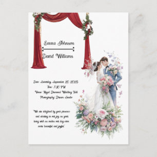 Postale Carte d'invitation de mariage florale élégante – R
