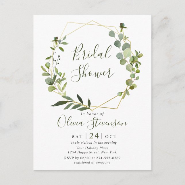 Postale Carte d'invitation Eucalyptus nuptiale moderne (Devant)