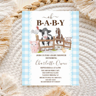 Postale Carte d'invitation pour Baby Shower Oh Baby Farm C