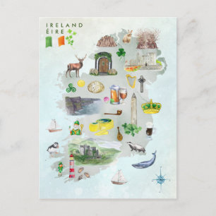 Postale Carte d'Irlande illustrée à l'aquarelle