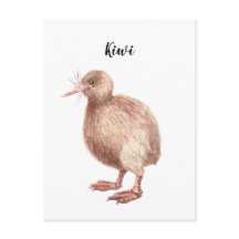 Carte d'oiseau peinte à l'aquarelle de Kiwi.