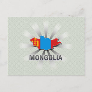 Postale Carte Drapeau Mongolie 2.0