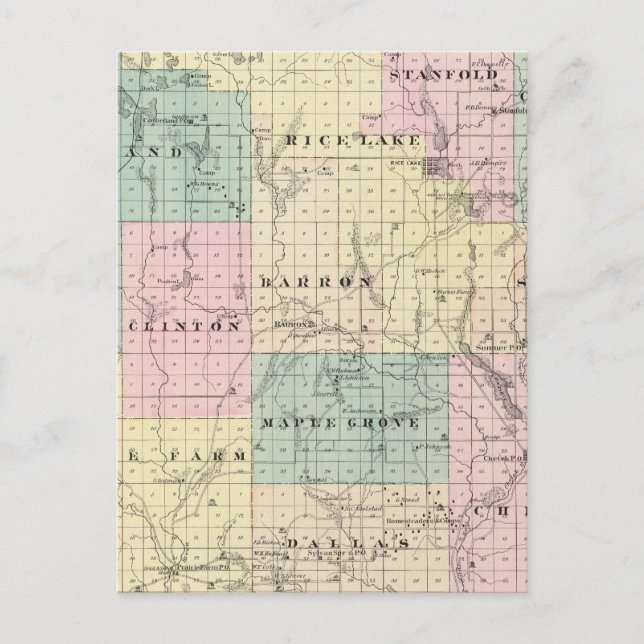 Postale Carte du comté de Barron, État du Wisconsin (Devant)