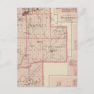 Postale Carte du comté de Clay avec Staunton, Harmony