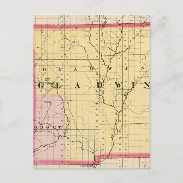Postale Carte du comté de Gladwin, Michigan (Devant)