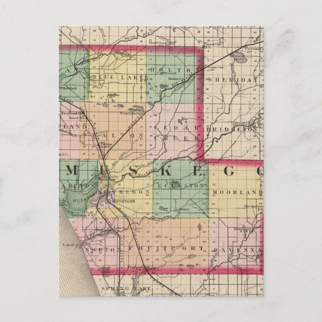 Postale Carte du comté de Muskegon, Michigan (Devant)