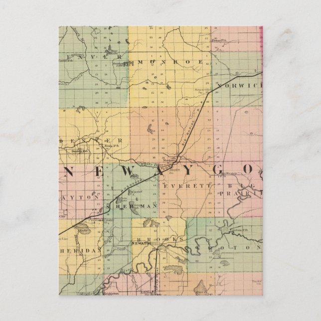 Postale Carte du comté de Newaygo, Michigan (Devant)