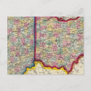Postale Carte Du Comté De Ohio Et Indiana