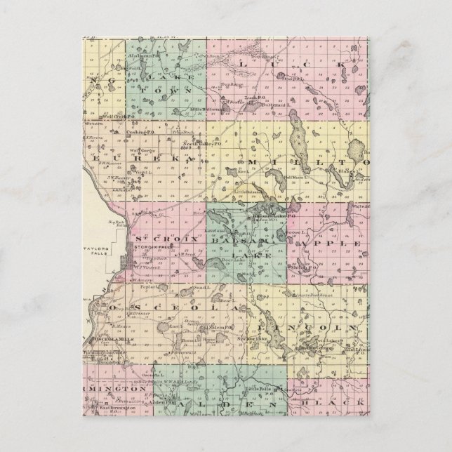 Postale Carte du comté de Polk, État du Wisconsin (Devant)